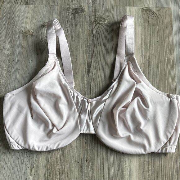 Olga Full Coverage Balconette Bra Pink Satin With Bow Detail Size 40DD - Picture 1 of 7